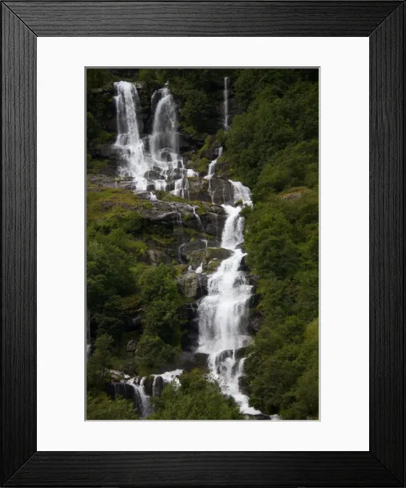 Framed Print : Europe, Norway, Olden. Volefossen Waterfall in Jostedalsbreen National Park