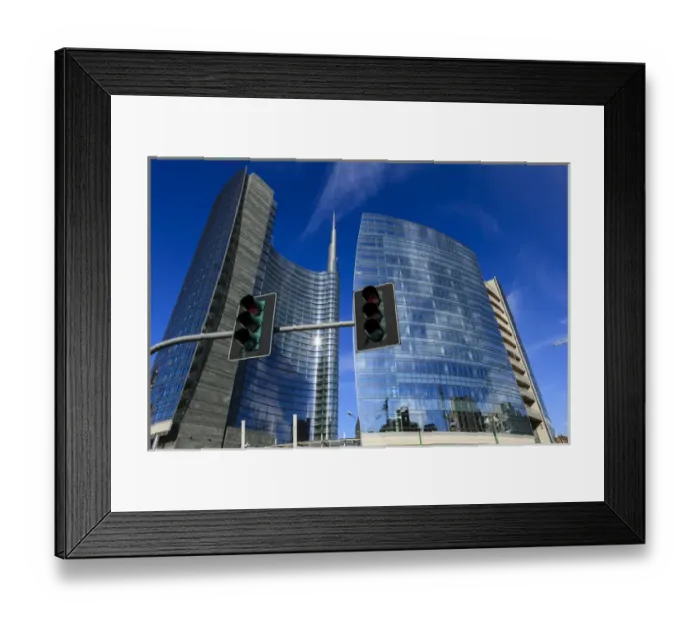 Framed Print : Glass Architecture. Milan. Italy