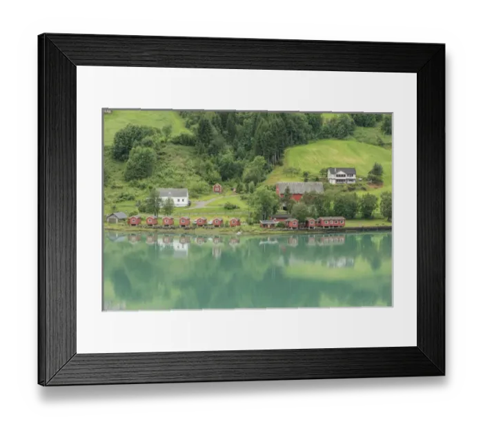 Framed Print : Wooden Buildings. Architecture. Olden. Norway Framed Print : Wooden Buildings. Architecture. Olden. Norway