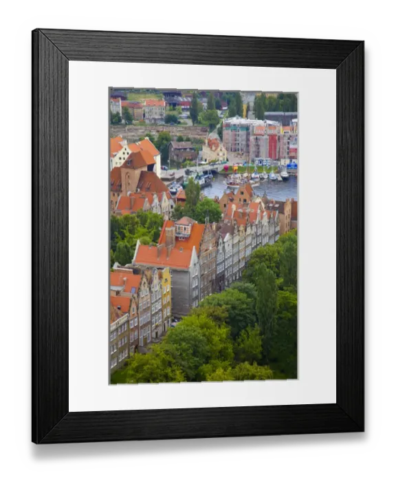 Framed Print : Europe, Poland, Gdansk. Overview of buildings and bay Framed Print : Europe, Poland, Gdansk. Overview of buildings and bay