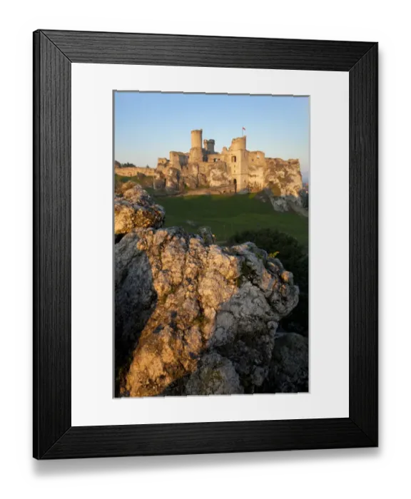 Framed Print : Europe, Poland. Distant view of Ogrodzieniec Castle Framed Print : Europe, Poland. Distant view of Ogrodzieniec Castle