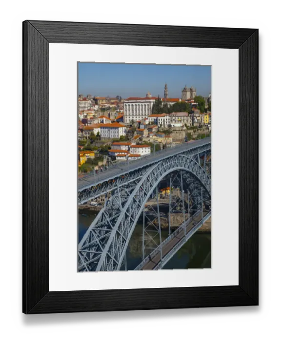 Framed Print : Europe, Portugal, Porto. Dom Luis I Bridge and view of city