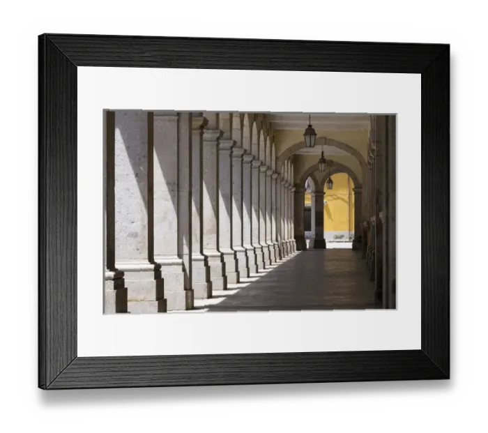 Framed Print : Portugal, Minho Province, Braga. Urban area arched corridor
