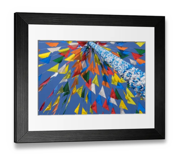 Framed Print : Portugal, Minho Province, Braga. Urban town squre, color flags decorate the area Framed Print : Portugal, Minho Province, Braga. Urban town squre, color flags decorate the area