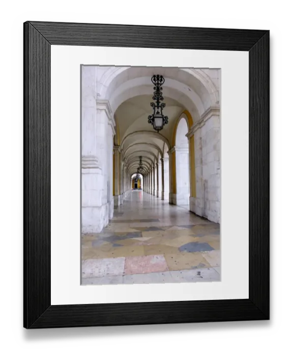 Framed Print : Portugal, Lisbon. Arched pssageway near Rua Augusta Arch