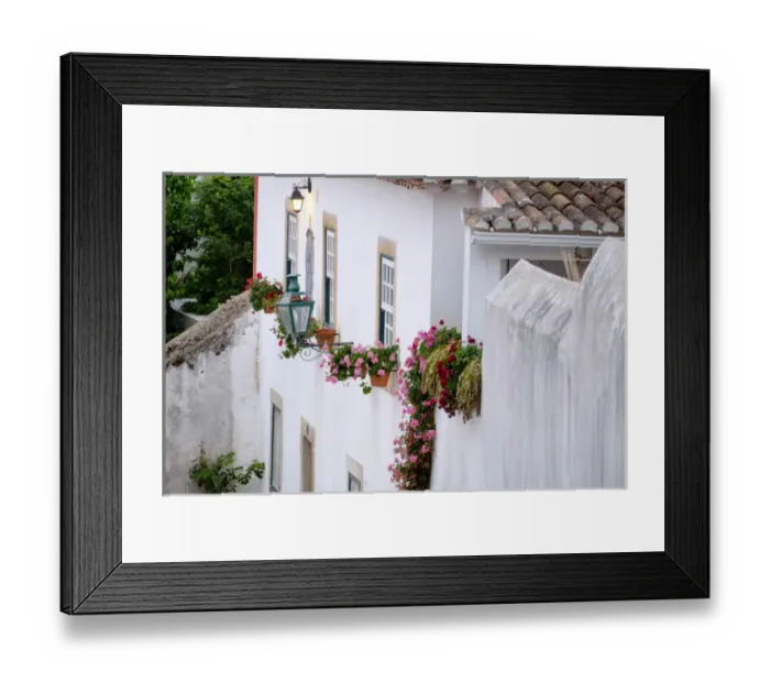 Framed Print : Europe, Portugal, Obidos. Ancient city wall, medieval structure encirles historic Obidos