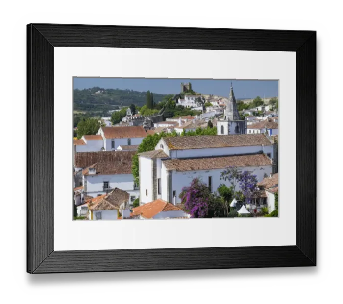 Framed Print : Portugal, Obidos. Ancient, red, terra cotta tiled roof tops, lines. Old windows Framed Print : Portugal, Obidos. Ancient, red, terra cotta tiled roof tops, lines. Old windows