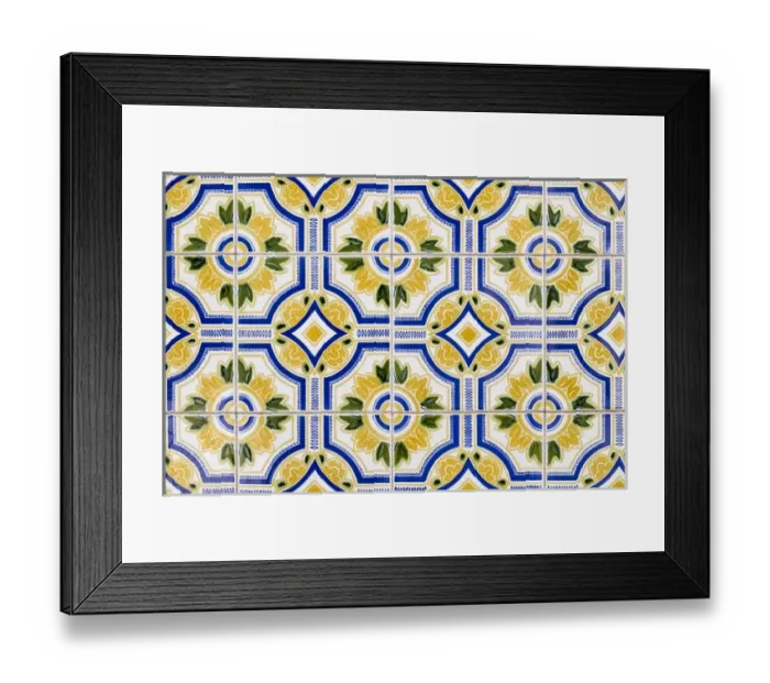 Framed Print : Portugal. Aveiro. Blue and yellow tile work (Azulejos) in the historic district