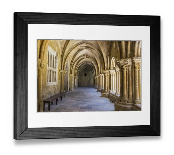 Framed Print : Portugal, Coimbra. Old Cathedral cloister. Archways, walking paths, courtyard Framed Print : Portugal, Coimbra. Old Cathedral cloister. Archways, walking paths, courtyard