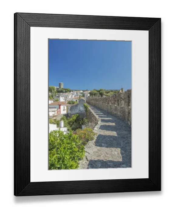 Framed Print : Portugal, Obidos, Looking Down on the Historic Center from the City Wall