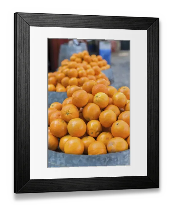 Framed Print : Europe, Portugal, Obidos, oranges for sale at outdoor market