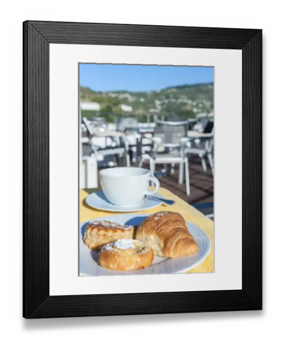 Framed Print : Europe, Portugal, Regua, breakfast on riverboat sundeck