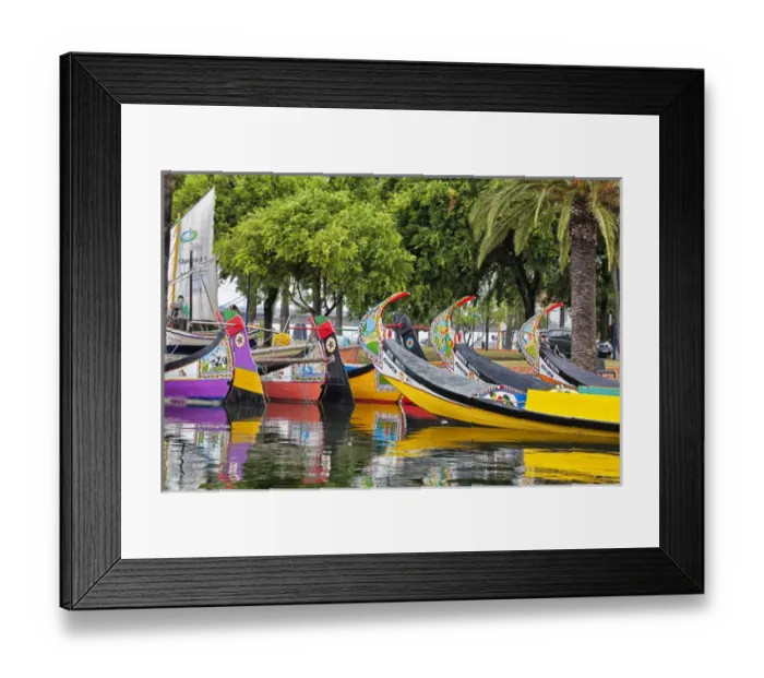 Framed Print : Europe; Portugal; Averio; Moliceiro Boats Along the main canal of Averio With Night Lights Framed Print : Europe; Portugal; Averio; Moliceiro Boats Along the main canal of Averio With Night Lights