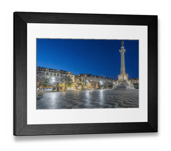 Framed Print : Portugal, Lisbon, Rossio Square at Dawn also known as Pedro IV Square ( Praca de D Framed Print : Portugal, Lisbon, Rossio Square at Dawn also known as Pedro IV Square ( Praca de D