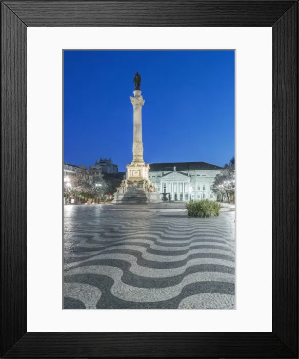 Framed Print : Portugal, Lisbon, Rossio Square at Dawn also known as Pedro IV Square ( Praca de D Framed Print : Portugal, Lisbon, Rossio Square at Dawn also known as Pedro IV Square ( Praca de D