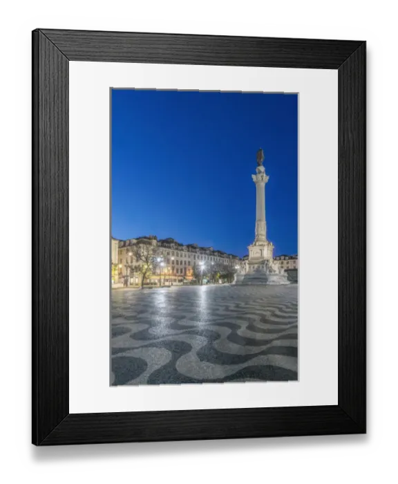 Framed Print : Portugal, Lisbon, Rossio Square at Dawn also known as Pedro IV Square ( Praca de D Framed Print : Portugal, Lisbon, Rossio Square at Dawn also known as Pedro IV Square ( Praca de D