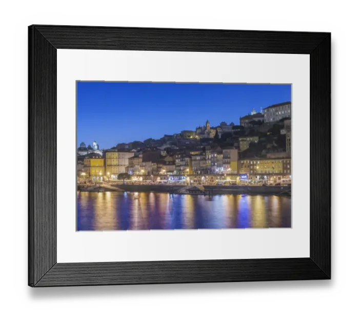 Framed Print : Portugal, Porto, Douro Waterfront Twilight Framed Print : Portugal, Porto, Douro Waterfront Twilight
