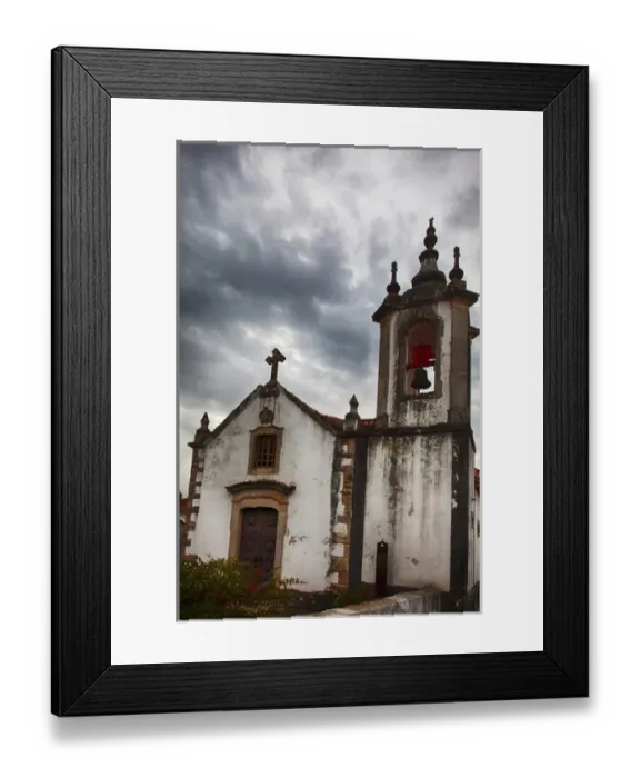 Framed Print : Europe; Portugal; Obidos; Igreja de Sao Pedro Church, Obidos with clouds above
