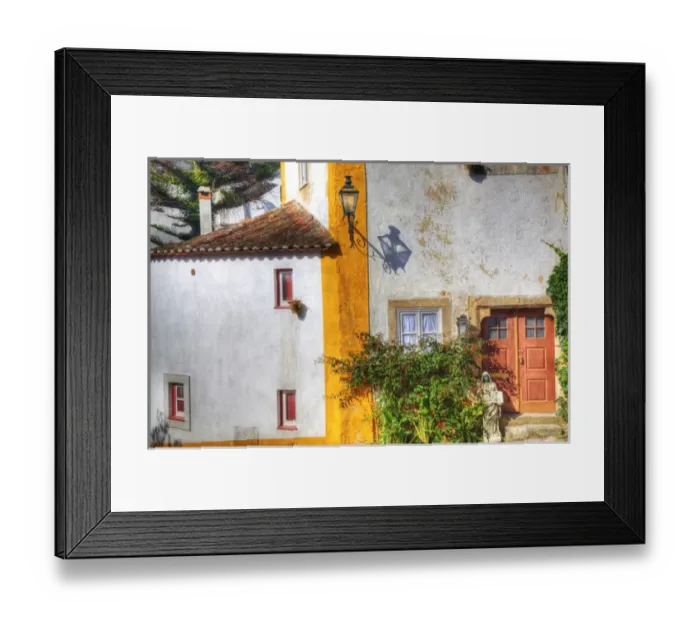 Framed Print : Europe; Portugal; Obidos; Colorful building of Obidos
