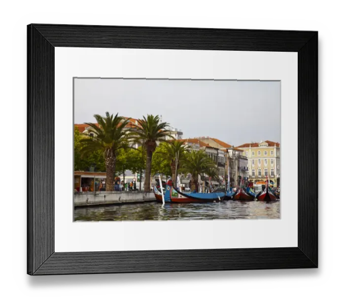 Framed Print : Europe; Portugal; Averio; Moliceiro Boats Along the main canal of Averio Framed Print : Europe; Portugal; Averio; Moliceiro Boats Along the main canal of Averio