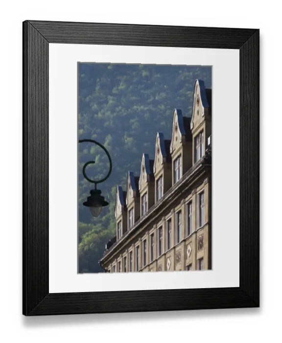 Framed Print : Romania, Transylvania, Brasov, building detail Framed Print : Romania, Transylvania, Brasov, building detail