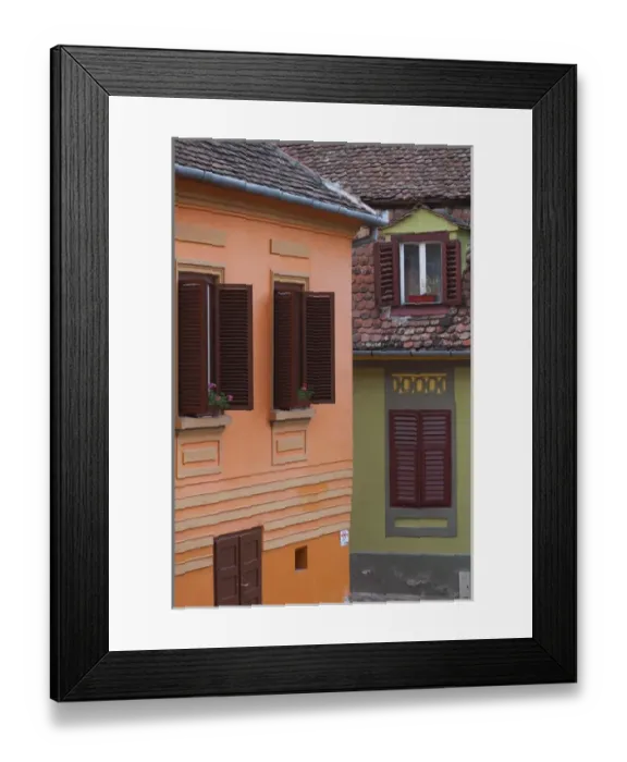 Framed Print : Romania, Transylvania, Sighisoara, Old Town building details