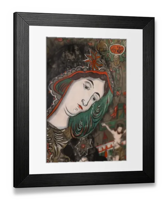 Framed Print : Romania, Transylvania, Sibiel, glass icon of The Virgin Mary