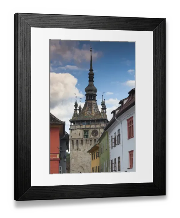 Framed Print : Romania, Transylvania, Sighisoara, clock tower, built in 1280