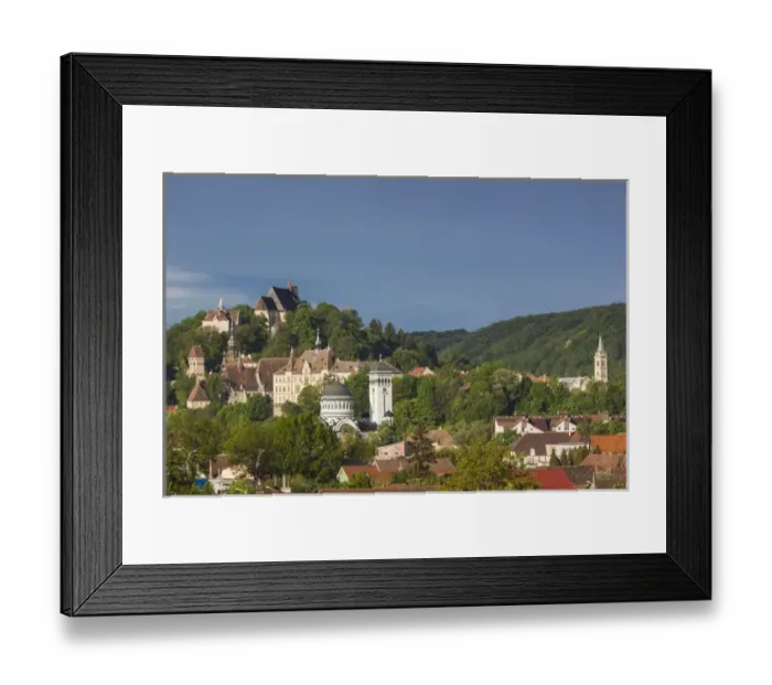 Framed Print : Romania, Transylvania, Sighisoara, elevated view of Old Town, dawn Framed Print : Romania, Transylvania, Sighisoara, elevated view of Old Town, dawn