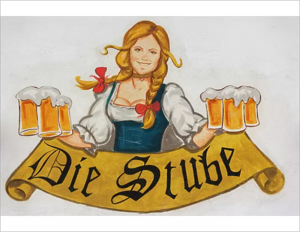 Romania, Transylvania, Brasov, sign for Die Stube, German-style beerhall