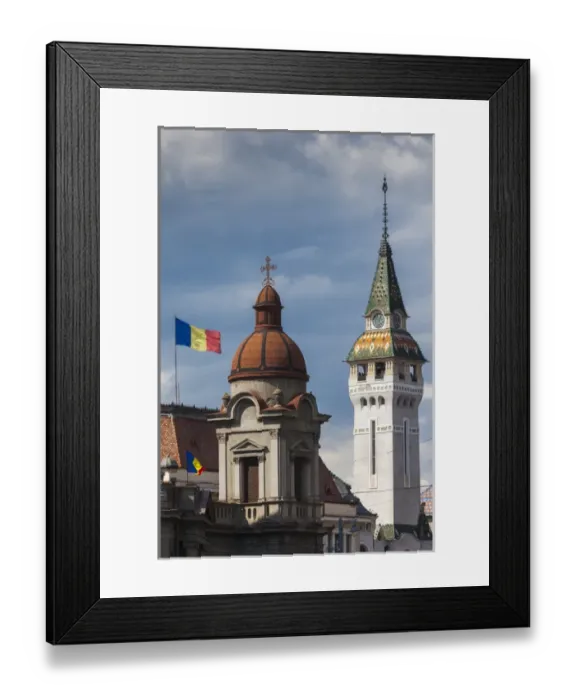 Framed Print : Romania, Transylvania, Targu Mures, Greco-Catholic Cathedral and County Council Building Framed Print : Romania, Transylvania, Targu Mures, Greco-Catholic Cathedral and County Council Building