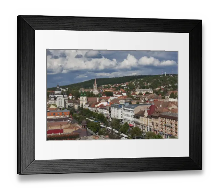Framed Print : Romania, Transylvania, Targu Mures, elevated city view towards Piata Trandafililor Square Framed Print : Romania, Transylvania, Targu Mures, elevated city view towards Piata Trandafililor Square