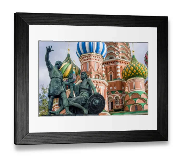 Framed Print : RM. Monument to Minin and Pozharsky. 1816 Bronze Statue. St Basils Basilica Framed Print : RM. Monument to Minin and Pozharsky. 1816 Bronze Statue. St Basils Basilica