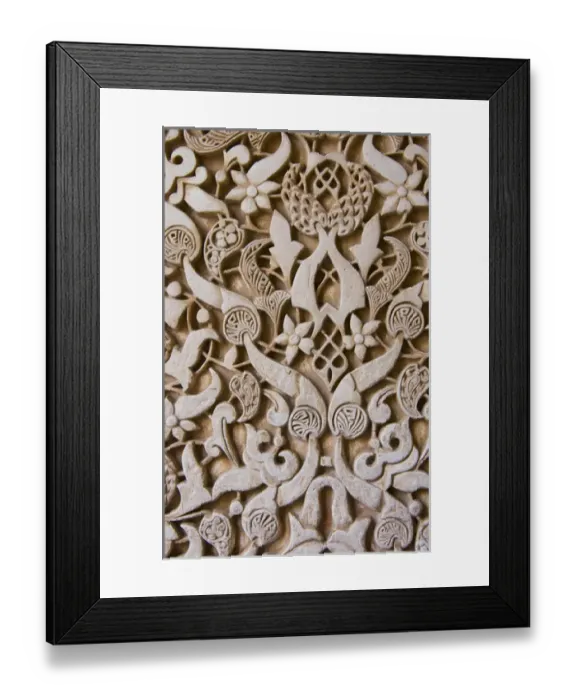 Framed Print : Granada Spain Alhambra Gardens of the Generalife close up detail of architecture in Nasrid Palace Framed Print : Granada Spain Alhambra Gardens of the Generalife close up detail of architecture in Nasrid Palace