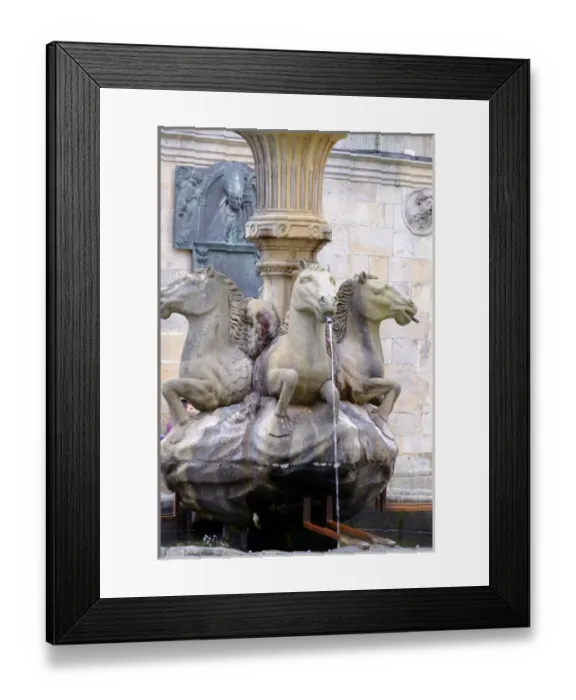 Framed Print : Spain, Santiago. Horseheaded fountain near Cathedral Santiago de Compostela Framed Print : Spain, Santiago. Horseheaded fountain near Cathedral Santiago de Compostela