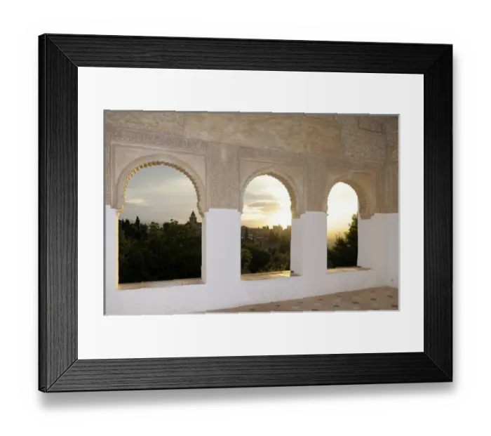 Framed Print : Spain, Andalusia, Granada. Arched windows in the Patio de la Acequia - Generalife Framed Print : Spain, Andalusia, Granada. Arched windows in the Patio de la Acequia - Generalife