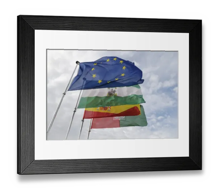 Framed Print : Spain, Andalusia, Granada. Flags on the Vela Tower, The Alhambra Framed Print : Spain, Andalusia, Granada. Flags on the Vela Tower, The Alhambra