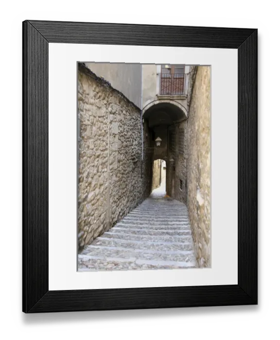 Framed Print : Europe, Spain, Girona. Steps of walkway and tunnel in Girona Framed Print : Europe, Spain, Girona. Steps of walkway and tunnel in Girona