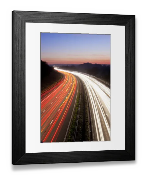 Framed Print : Motorway at dusk, Gloucestershire, UK