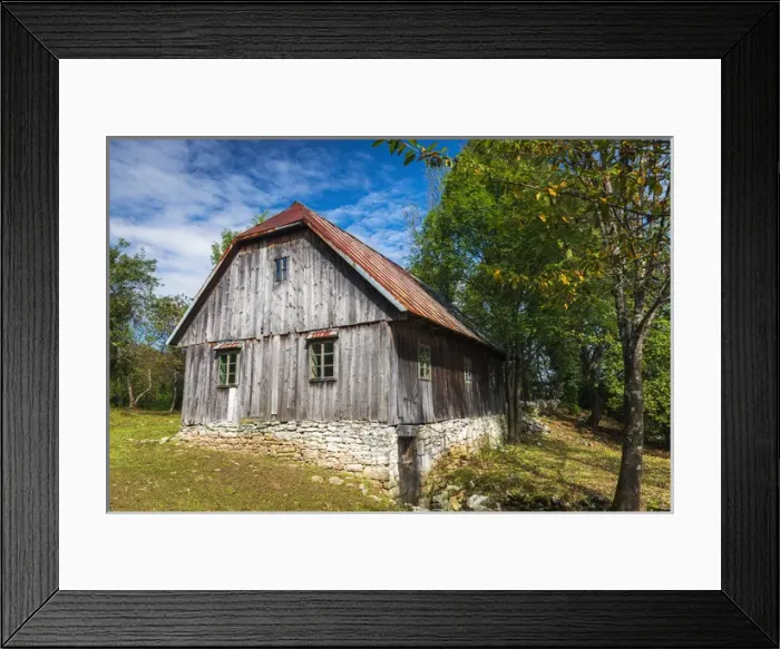 Framed Print : Historic ranch house in Plitvice Lakes National Park, Croatia