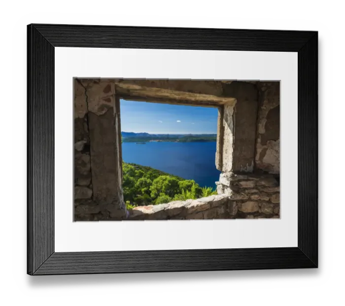 Framed Print : Window view at St. Michaels Fort (13th Century Venetian ruins) Ugljan Island Framed Print : Window view at St. Michaels Fort (13th Century Venetian ruins) Ugljan Island