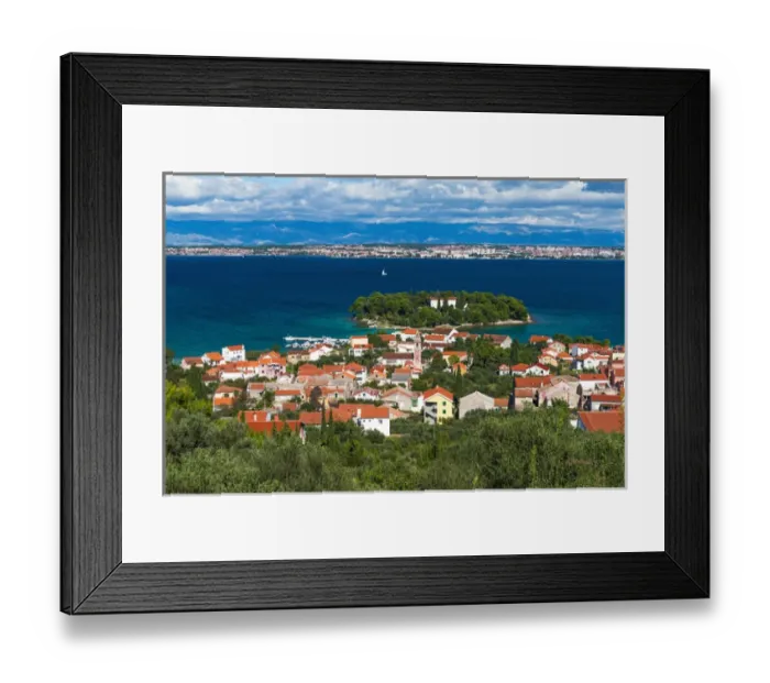 Framed Print : Town of Preko and the Dalmatian Coast from St. Michaels Fort, Ugljan Island, Croatia Framed Print : Town of Preko and the Dalmatian Coast from St. Michaels Fort, Ugljan Island, Croatia