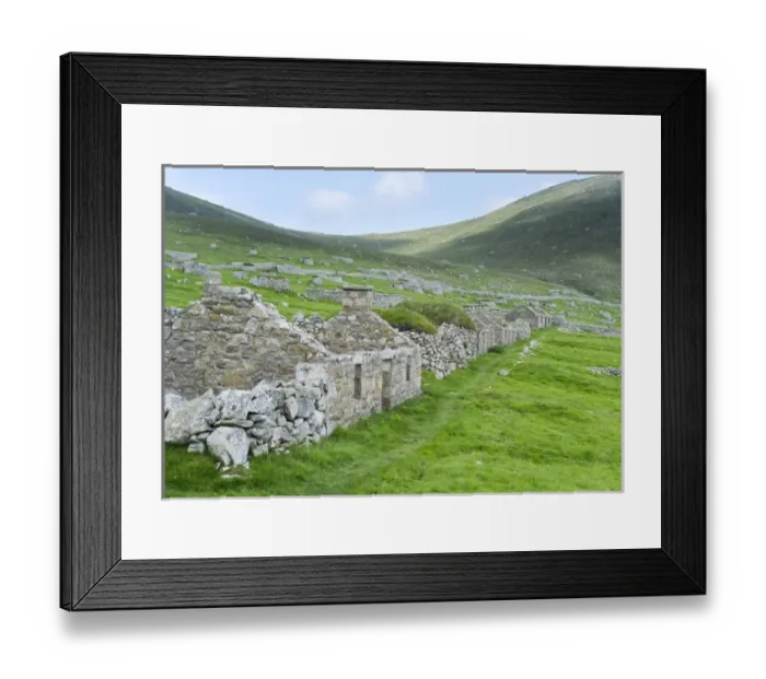 Framed Print : The islands of St Kilda archipelago in Scotland. Island of Hirta with village bay Framed Print : The islands of St Kilda archipelago in Scotland. Island of Hirta with village bay