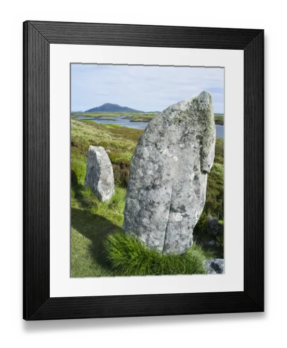 Framed Print : Pobull Fhinn Standing Stones on North Uist in the Outer Hebrides. Europe, Scotland, June