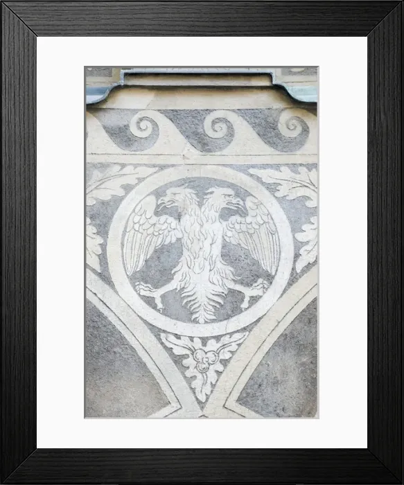 Framed Print : Slovenia, Ljubljana, City Hall, Double Headed Eagle Austrian Coat of Arms on Courtyard Framed Print : Slovenia, Ljubljana, City Hall, Double Headed Eagle Austrian Coat of Arms on Courtyard