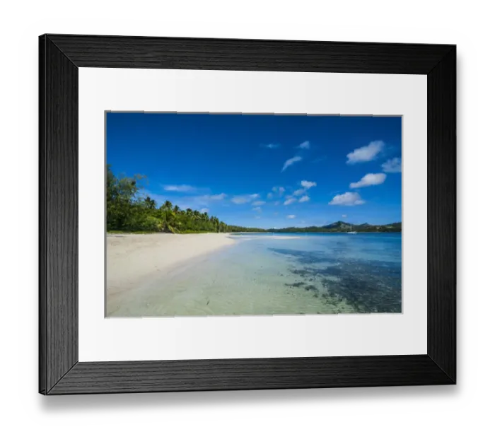 Framed Print : White sand beach and turquoise water at the Nanuya Lailai island, the blue lagoon Framed Print : White sand beach and turquoise water at the Nanuya Lailai island, the blue lagoon