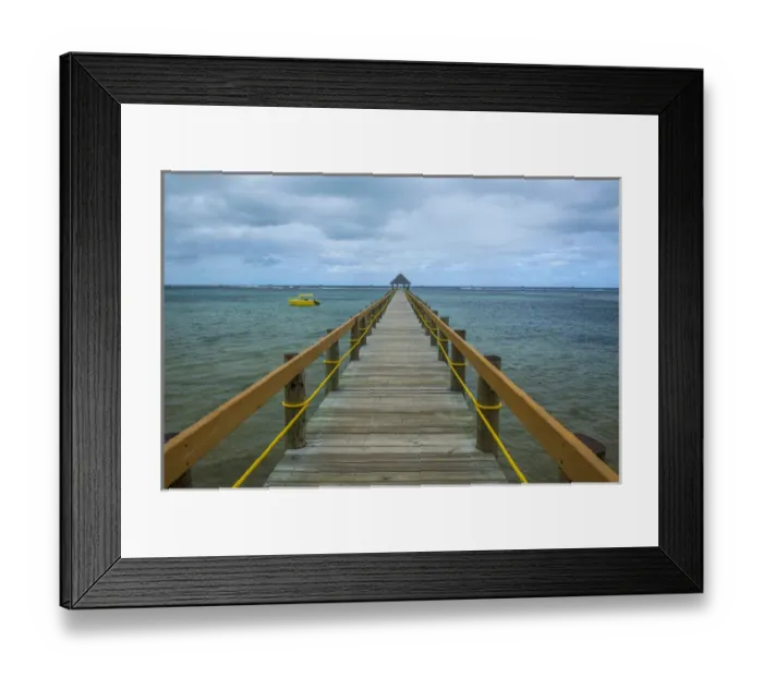 Framed Print : Long wooden pier, Coral Coast, Viti Levu, Fiji, South Pacific