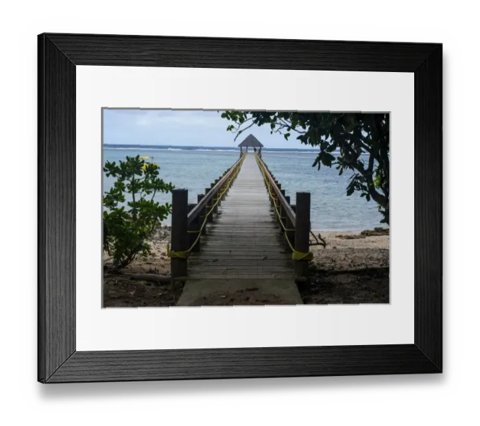Framed Print : Long wooden pier, Coral Coast, Viti Levu, Fiji, South Pacific