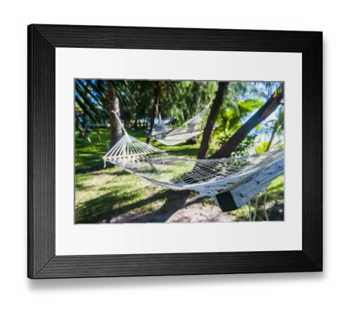 Framed Print : Hammock on the beach of the SafeLanding resort, Nacula island, Yasawas, Fiji, South Framed Print : Hammock on the beach of the SafeLanding resort, Nacula island, Yasawas, Fiji, South
