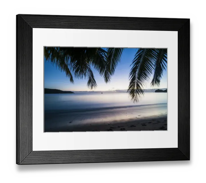 Framed Print : Sunset over the beach of the Korovou Eco-Tour Resort, Naviti, Yasawas, Fiji, South Framed Print : Sunset over the beach of the Korovou Eco-Tour Resort, Naviti, Yasawas, Fiji, South